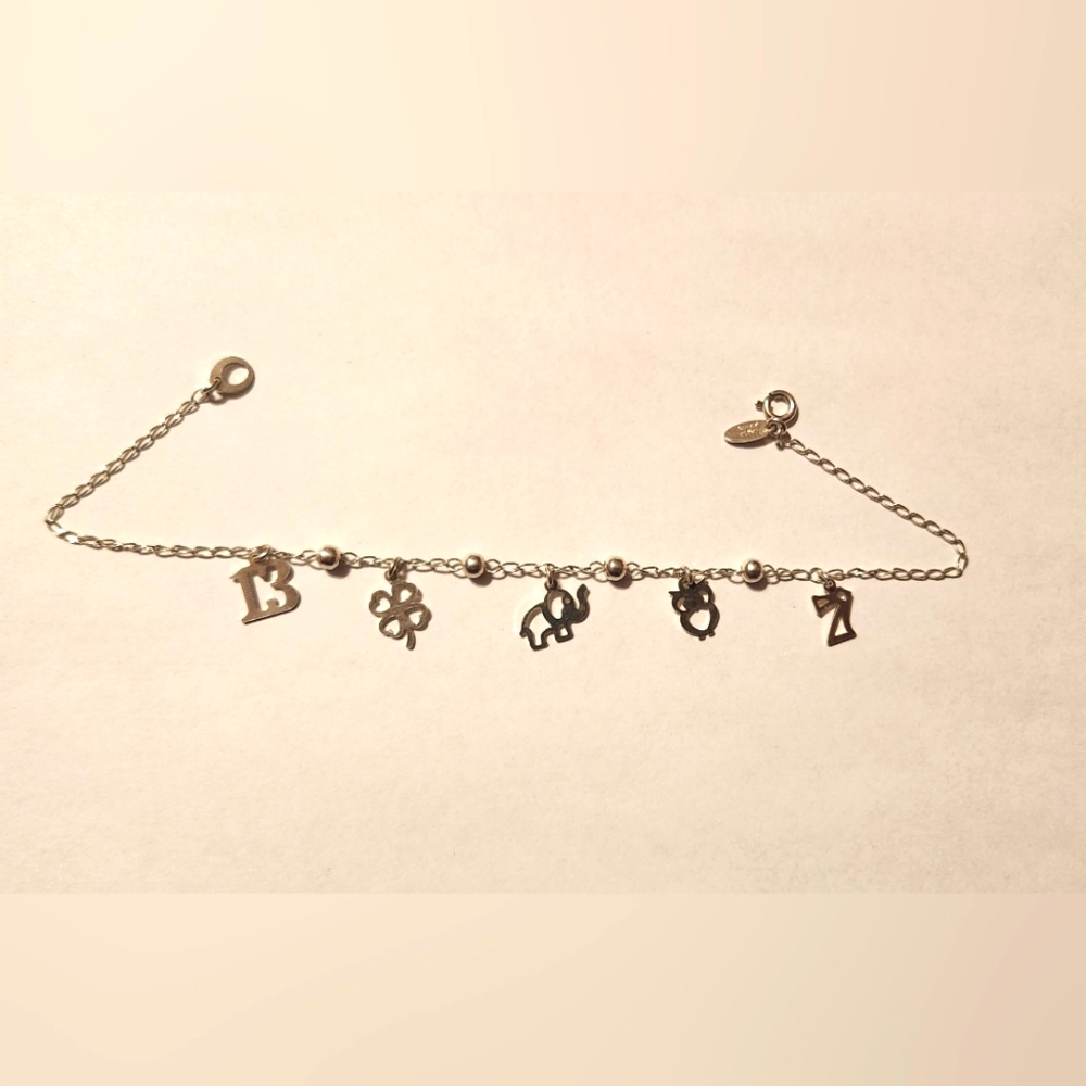 🍀Lucky charm ankle bracelet. 925 silver